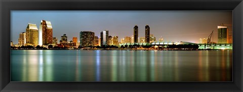 Framed City skyline at night, San Diego, California, USA Print