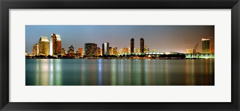 Framed City skyline at night, San Diego, California, USA Print