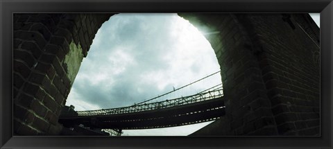 Framed Low angle view of a bridge, Brooklyn Bridge, Brooklyn, New York City, New York State, USA Print