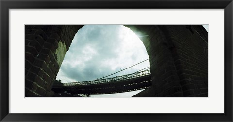 Framed Low angle view of a bridge, Brooklyn Bridge, Brooklyn, New York City, New York State, USA Print