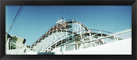 Framed Low angle view of a rollercoaster, Coney Island Cyclone, Coney Island, Brooklyn, New York City, New York State, USA Print