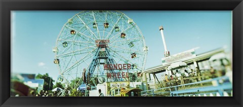 Framed Low angle view of a ferris wheel, Wonder Wheel, Coney Island, Brooklyn, New York City, New York State, USA Print