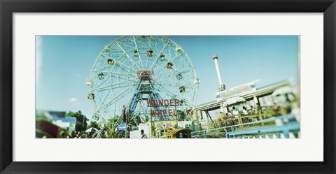 Framed Low angle view of a ferris wheel, Wonder Wheel, Coney Island, Brooklyn, New York City, New York State, USA Print