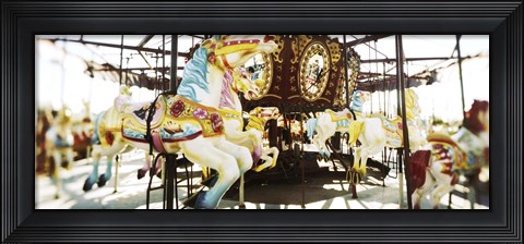 Framed Close-up of carousel horses, Coney Island, Brooklyn, New York City, New York State, USA Print