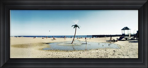 Framed Palm tree sprinkler on the beach, Coney Island, Brooklyn, New York City, New York State, USA Print