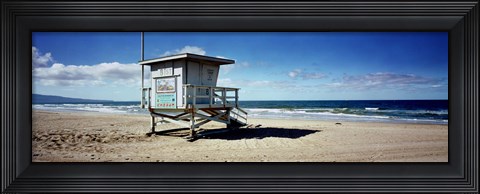 Framed Lifeguard hut on the beach, 8th Street Lifeguard Station, Manhattan Beach, Los Angeles County, California, USA Print