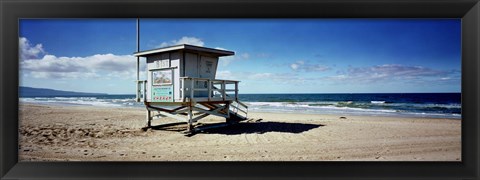 Framed Lifeguard hut on the beach, 8th Street Lifeguard Station, Manhattan Beach, Los Angeles County, California, USA Print