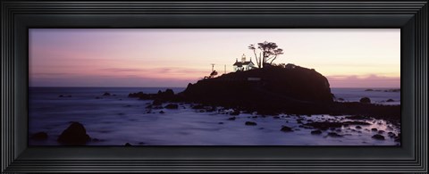 Framed Lighthouse on a hill, Battery Point Lighthouse circa 1856, Battery Point Lighthouse Park, Crescent City, California, USA Print