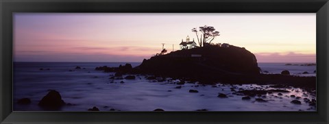 Framed Lighthouse on a hill, Battery Point Lighthouse circa 1856, Battery Point Lighthouse Park, Crescent City, California, USA Print