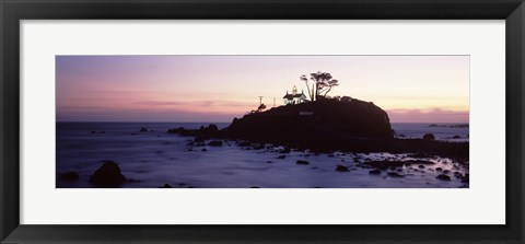 Framed Lighthouse on a hill, Battery Point Lighthouse circa 1856, Battery Point Lighthouse Park, Crescent City, California, USA Print