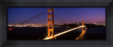 Framed Golden Gate Bridge Lit Up at Dusk, San Francisco Print