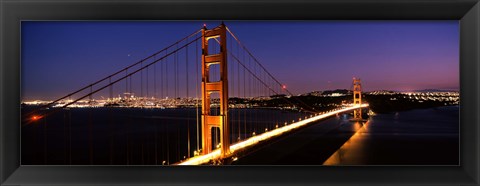 Framed Golden Gate Bridge Lit Up at Dusk, San Francisco Print