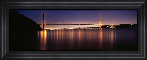 Framed Golden Gate Bridge Lit Up at Dusk, San Francisco Bay Print