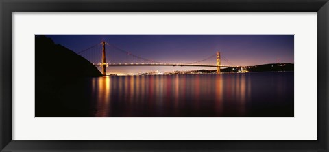 Framed Golden Gate Bridge Lit Up at Dusk, San Francisco Bay Print