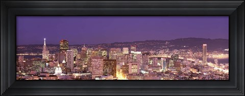 Framed High angle view of a city at dusk, San Francisco, California, USA Print