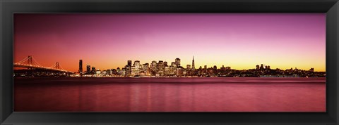 Framed Buildings at the waterfront, Bay Bridge, San Francisco Bay, San Francisco, California Print