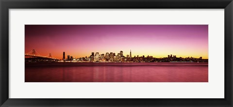 Framed Buildings at the waterfront, Bay Bridge, San Francisco Bay, San Francisco, California Print