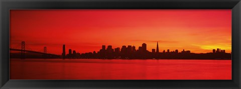 Framed San Francisco silhouette (red), California Print