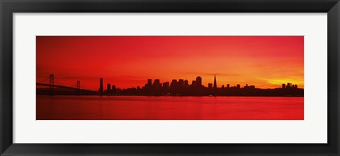 Framed San Francisco silhouette (red), California Print