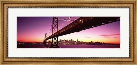 Framed Bay Bridge and city skyline at night, San Francisco, California, USA Print