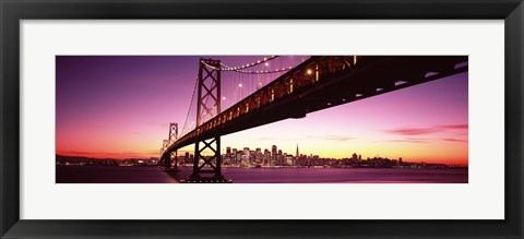 Framed Bay Bridge and city skyline at night, San Francisco, California, USA Print