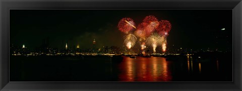 Framed Fireworks display at night on Independence Day, New York City, New York State, USA Print