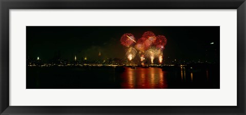 Framed Fireworks display at night on Independence Day, New York City, New York State, USA Print