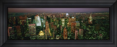 Framed Skyscrapers at night, New York City, New York State, USA Print