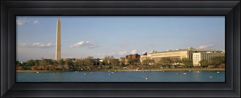 Framed Monument at the riverside, Washington Monument, Potomac River, Washington DC, USA Print