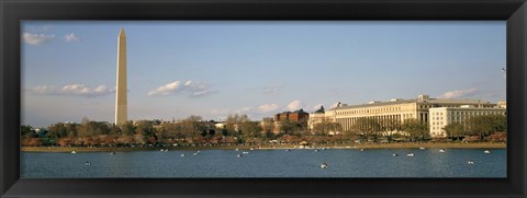 Framed Monument at the riverside, Washington Monument, Potomac River, Washington DC, USA Print