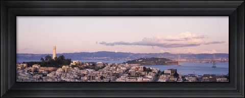 Framed High angle view of a city, Coit Tower, Telegraph Hill, San Francisco, California Print