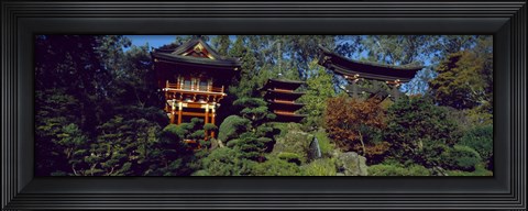 Framed Pagodas in a park, Japanese Tea Garden, Golden Gate Park, Asian Art Museum, San Francisco, California, USA Print