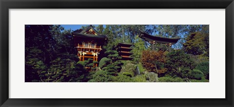 Framed Pagodas in a park, Japanese Tea Garden, Golden Gate Park, Asian Art Museum, San Francisco, California, USA Print