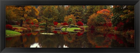 Framed Reflection of trees in water, Japanese Tea Garden, Golden Gate Park, Asian Art Museum, San Francisco, California, USA Print