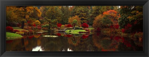 Framed Reflection of trees in water, Japanese Tea Garden, Golden Gate Park, Asian Art Museum, San Francisco, California, USA Print