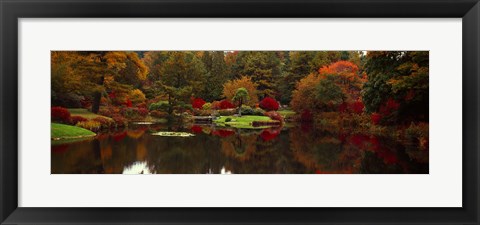 Framed Reflection of trees in water, Japanese Tea Garden, Golden Gate Park, Asian Art Museum, San Francisco, California, USA Print