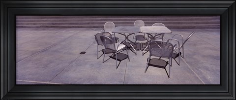 Framed Tables with chairs on a street, San Jose, Santa Clara County, California, USA Print