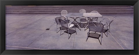 Framed Tables with chairs on a street, San Jose, Santa Clara County, California, USA Print