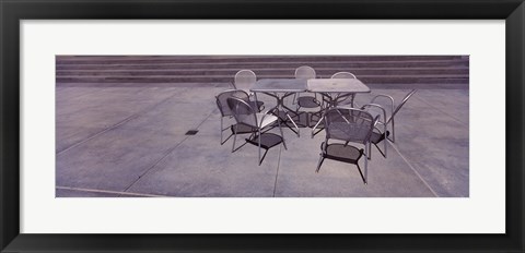 Framed Tables with chairs on a street, San Jose, Santa Clara County, California, USA Print
