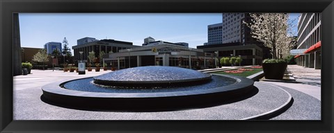 Framed Plaza De Cesar Chavez Fountain, Downtown San Jose Print