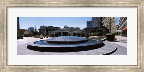 Framed Plaza De Cesar Chavez Fountain, Downtown San Jose Print