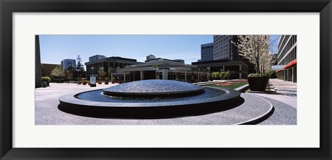 Framed Plaza De Cesar Chavez Fountain, Downtown San Jose Print