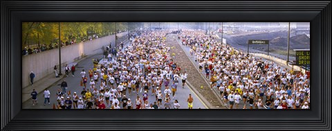 Framed Crowd running in a marathon, Chicago Marathon, Chicago, Illinois, USA Print