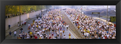 Framed Crowd running in a marathon, Chicago Marathon, Chicago, Illinois, USA Print