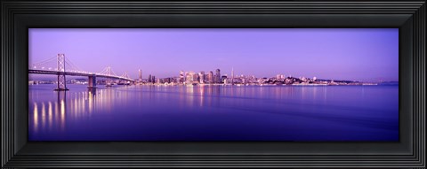 Framed Bay Bridge with a lit up city skyline in the background, San Francisco, California, USA Print