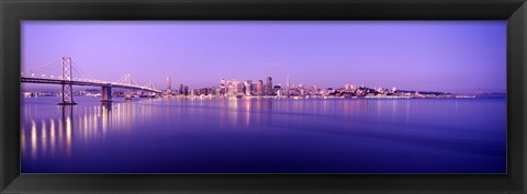 Framed Bay Bridge with a lit up city skyline in the background, San Francisco, California, USA Print