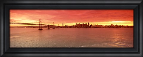 Framed Bay Bridge with city skyline, San Francisco, California, USA Print
