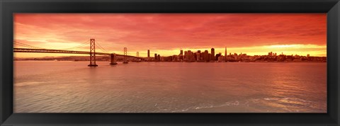 Framed Bay Bridge with city skyline, San Francisco, California, USA Print