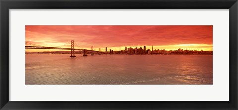 Framed Bay Bridge with city skyline, San Francisco, California, USA Print