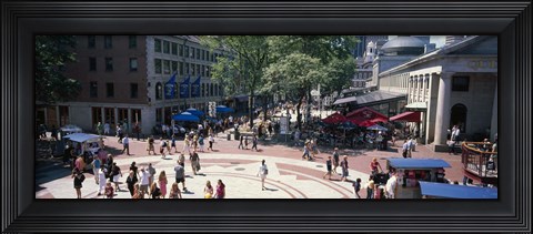 Framed Tourists in a market, Faneuil Hall Marketplace, Quincy Market, Boston, Suffolk County, Massachusetts, USA Print